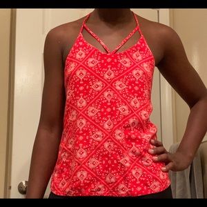Red pattern tank top